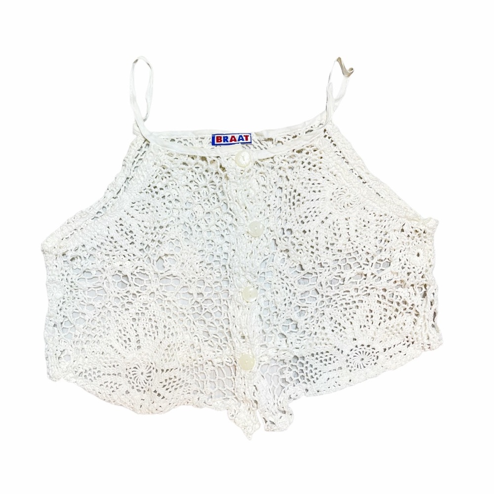 Vintage Y2K BRAAT Crochet Button Front Crop Top